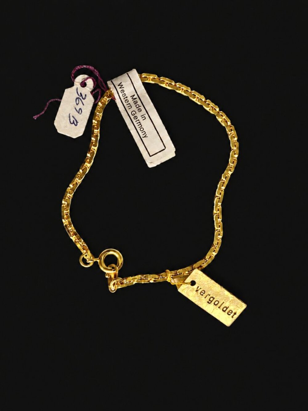 NOS NWT unisex vintage signed Western Germany gold plated 8” brick link bracelet
